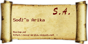 Soós Arika névjegykártya